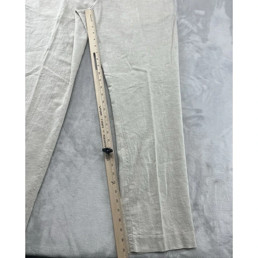 Perry Ellis Portfolio Dress Pants Men 36x32 Natural Linen Slim Fit Linen Blend